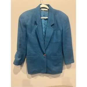 Anne Klein Teal Blue Single-Button Blazer